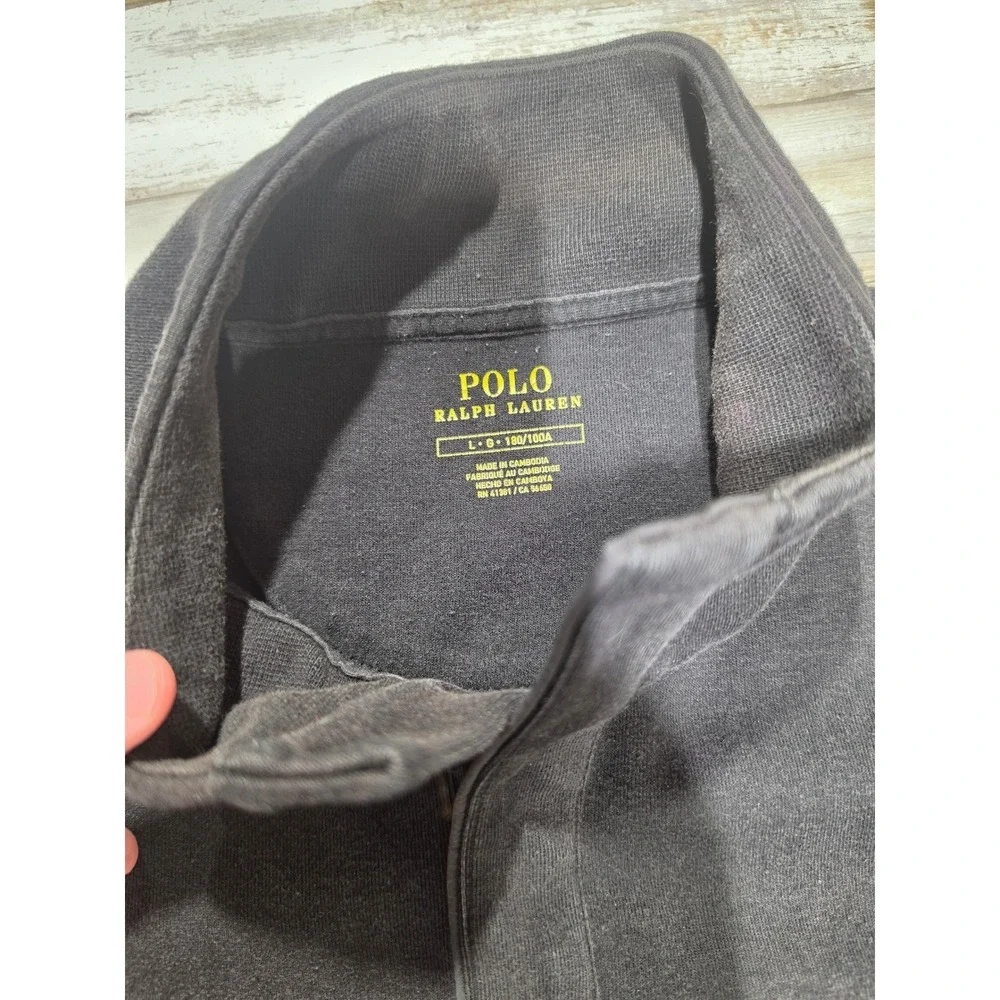 Polo Ralph Lauren Mens Black Snap Mock Neck Pullover Sweatshirt Large‎ Pony Logo